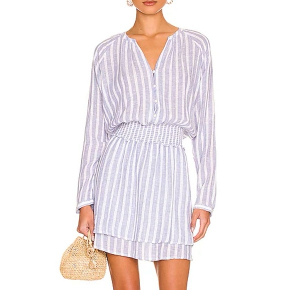 Rails Dresses & Skirts - Rails Jasmine Mini Dress in Marine Blue Stripe Linen Blend Size Small